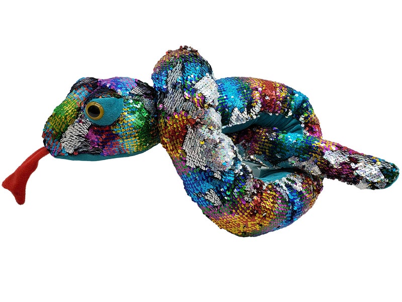 LMC Products Rainbow Flip Sequin Stuffed Snake - Reversible Sequin Pet Snake Stuffed Animal - Giant 60 inches Long - Image 5